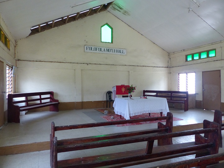 Inside the temporary Weslyan Church in Niuatoputapu